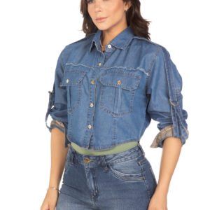 Camisa Cropped Denim Charm